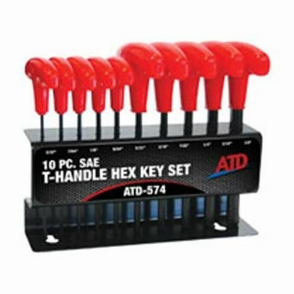 ATD Tools 574 10 Pc. SAE T-Handle Hex Key Set ATD-574
