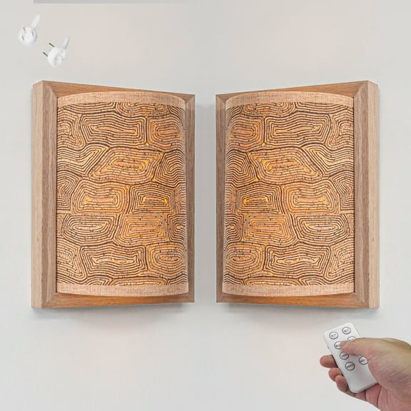 Kiven Battery Operated Wall Sconces with Remote Control,3 Colors Changing,Rechargeable Wall Sconces,Set of 2 Dimmable Wall Lighting for Wall Decor, Fabric Home Decor