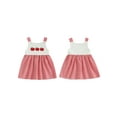 thumbnail image 2 of Rovasas Girls Back to School Dress Apple Embroidery Plaid Sleeveless Dress, 2 of 9