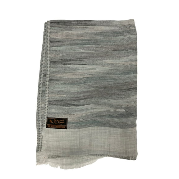 Pale Grey Woolen Scarf with zigzag Prints For Women Exquisite Unique Summer/Spring Collection Lightweight Soft Scarf Shawl Wrap.
