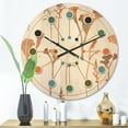 thumbnail image 2 of Designart 'Retro Flowers Pattern I' Mid-Century Modern Wood Wall Clock, 2 of 5