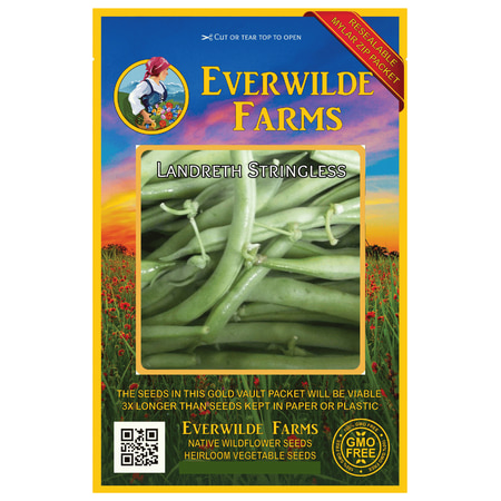 - Everwilde Farms - 120 Landreth Stringless Green Bush Bean Seeds - Gold Vault Jumbo Bulk Seed Packet