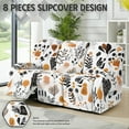 thumbnail image 3 of ZIATUBLES 8 PCS Recliner Sofa Covers for 3 Seater Counch, Soft Stretch Recliner Chair Covers with Storage Pockets Furniture Decor Slipcovers for Living Room, Abstract Foliage White, 3 of 9