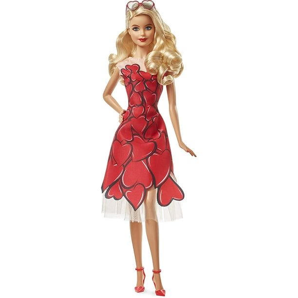 Muñeca Celebración Barbie FXC74 Vestido Asimétrico con Corazones Elegantes Gafas de Sol Multicolor
