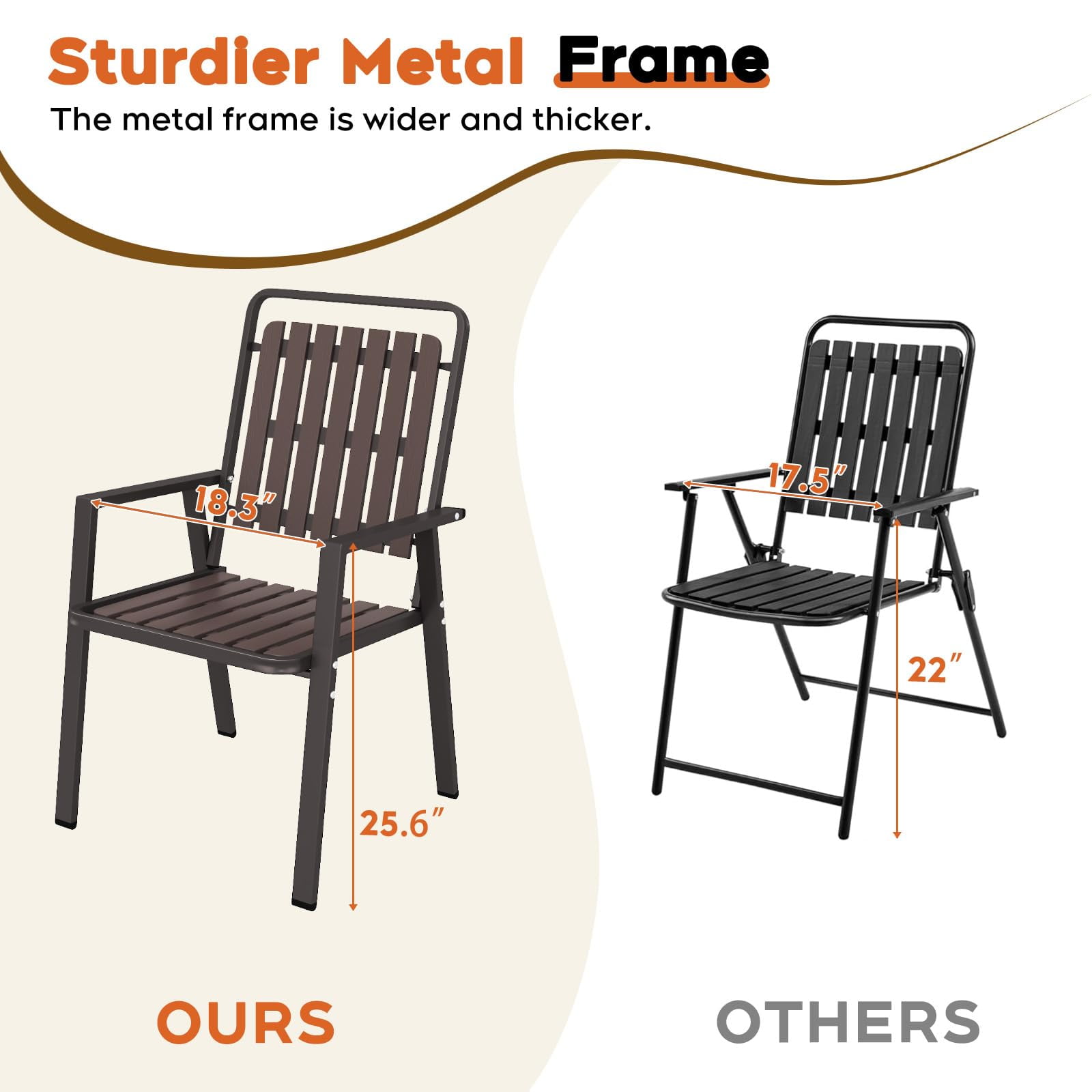 TQKVIPI Outdoor Patio Dining Chairs Set of 4, Outdoor Patio Chairs, Heavy Duty Metal Dining Chairs with Armrest for Balcony, Deck, Backyard, Lawn, Porch, Kitchen (Brown)