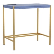 Belzie Metal Writing Desk with USB Ports, Blue