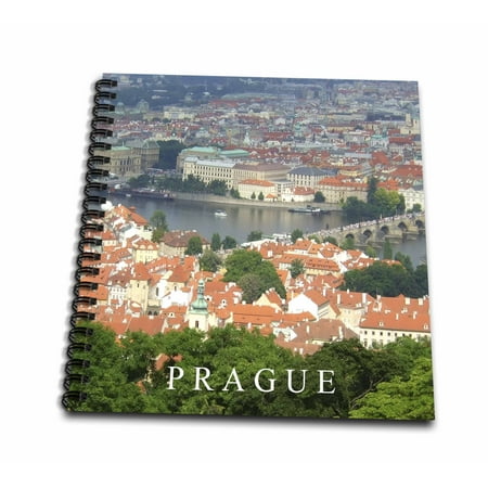 3dRose City of Prague cityscape view - Vltava river - Charles Bridge - Czech Republic travel souvenir - Mini Notepad, 4 by 4-inch