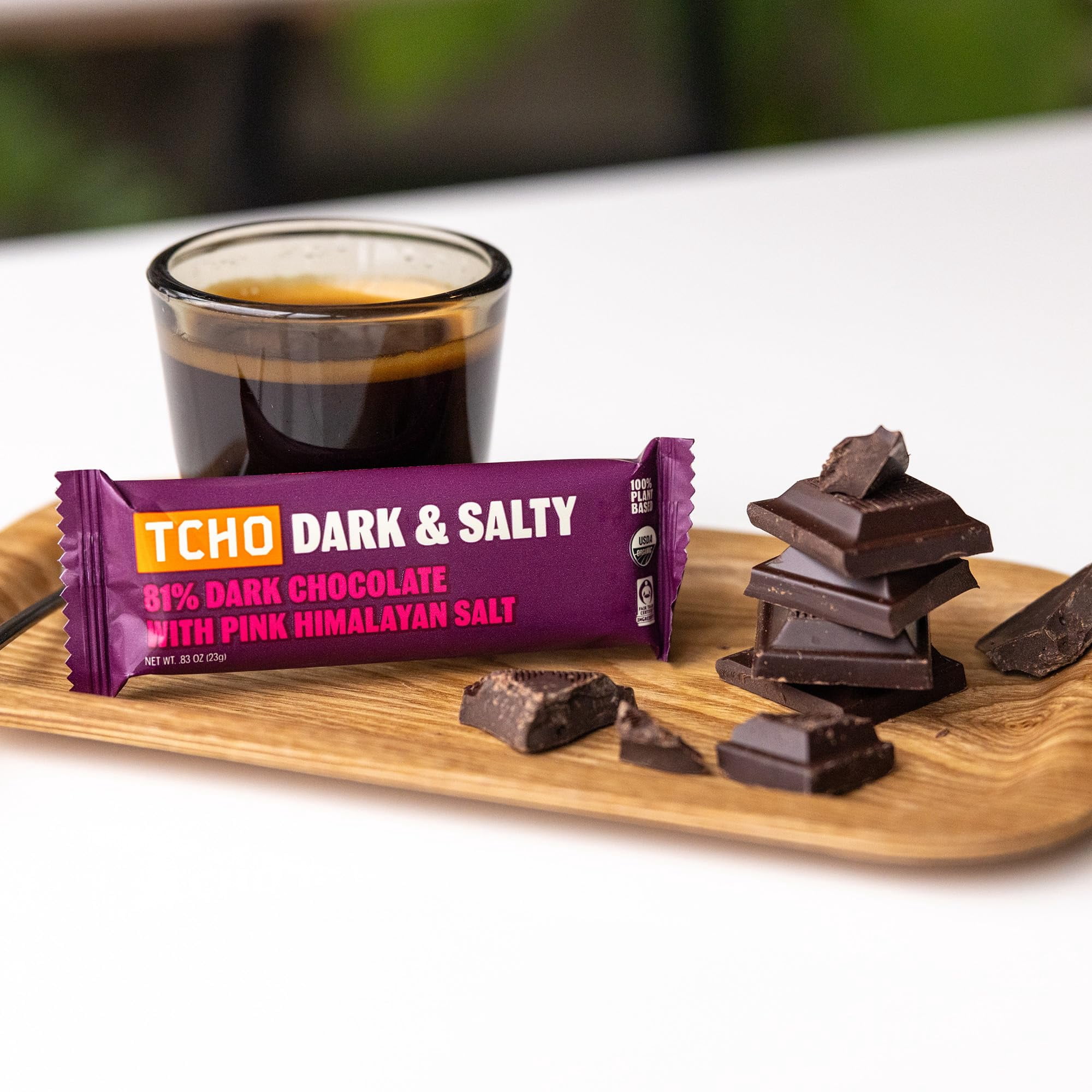 TCHO Dark & Salty Chocolate Bars - Organic 81% Dark Chocolate with Pink Himalayan Salt - Individually Wrapped 100% Plant-Based Pure Cacao Bars for Guilt-Free Indulgence (18-Pack)