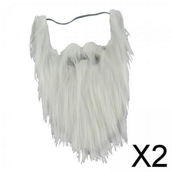 BELOVING 2xFake Beard Props Party Favors Funny Stage Performance Xmas Santa Claus Beard White