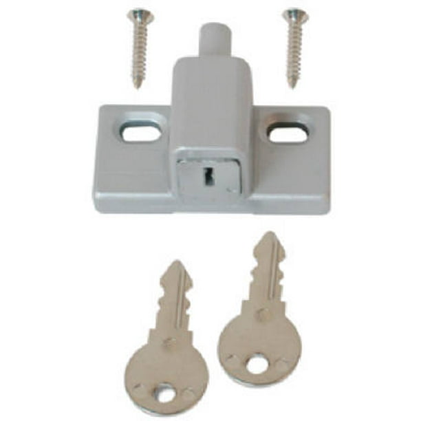 Prime Line2PK Aluminum Finish Heavy Duty Sliding Glass Patio Door Keyed Lock Push