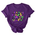 thumbnail image 4 of Aloohaidyvio Mardi Gras Shirts Women,Womens Mardi Gras Shirts Crewneck Printed Short Sleeve Loose T-shirt, Clothing, 4 of 4