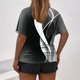 thumbnail image 3 of Tops Cortos para Mujeres, Cintura Plisada Cuello Redondo Tamaño Grande Camiseta de Manga Corta Top Casual Hecha de Estante de Imitación, Camisetas Casuales de Mujer, 3 of 5