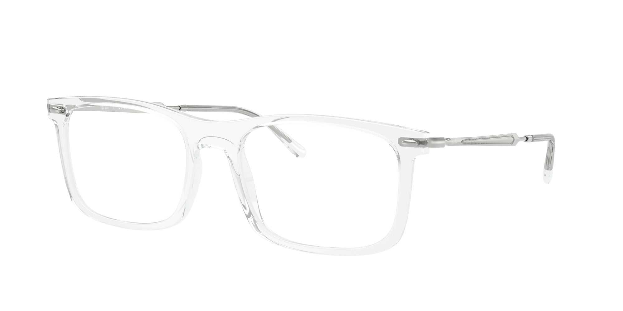 Ray-Ban Eye Glasses with Polished Transparent Nylon Frames and Demo Lens, Size 56