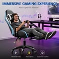 thumbnail image 3 of Mr IRONSTONE Gaming Chair with Bluetooth Speakers and RGB LED Lights, Ergonomic Massage Computer Chair with 3D Armrests and Footrest, Black/White, 3 of 9