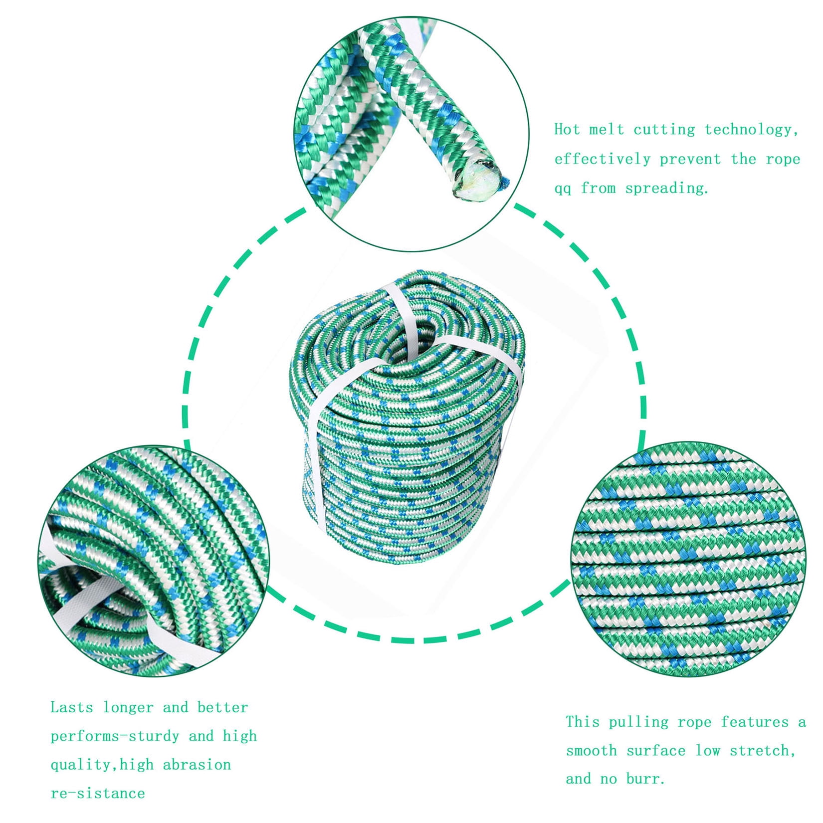 netuera Arborist tree climbing rope 16 strand braided Nylon Core Polyester 1/2" x 150'