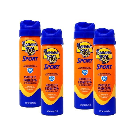 Banana Boat Sport CoolZone Clear Sunscreen Spray SPF 30, 1.8 Oz 4pk