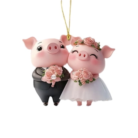 JoyMoreHome Cute Pig Car Hanging Ornament Lucky Piggy Car Rear View Mirror Pendant Charms Auto Interior Decoration Accessorie Gift for Girlfriend