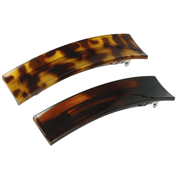 Parcelona French Rectangular Bar Large Celluloid Acetate Hair Barrettes for Women