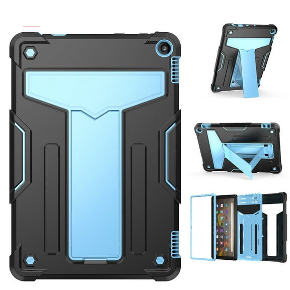 Kidsproof Case for Kindle Fire HD 10.1" 11th Gen 2021, Fire HD 10 Plus 2021 Cover for Children, Allytech Dual Layer Hybrid Protective Defender Heavy Duty Rugged 2-Angle Kickstand Case,Black Blue