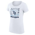 thumbnail image 2 of Women's G-III 4Her by Carl Banks White Tampa Bay Rays Super-Slim Fit Lightweight Collage Team Graphic Crew Neck T-Shirt, 2 of 5