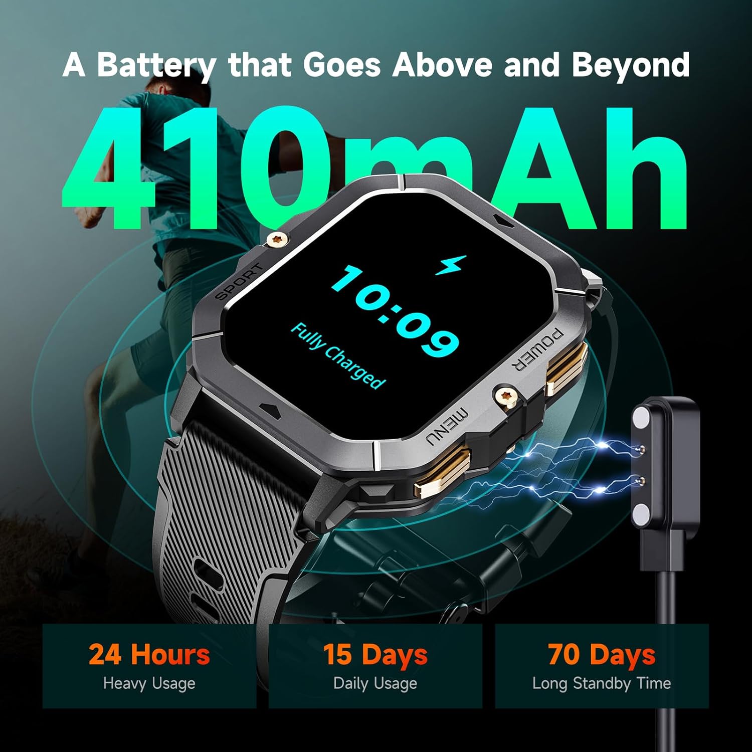 Smart Watch for Men, Waterproof Military Watch 2.02” HD Touchscreen Answer/Make Calls, Sport Fitness Activity Tracker with Heart Rate/Oxygen/Sleep Monitor/100+ Sports Modes