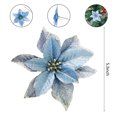 thumbnail image 2 of 12 Pack Blue Xmas Glitter Poinsettia 5.1 inch Artificial Flowers Christmas Tree Decorations Clearance Ornaments, 2 of 7