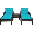 thumbnail image 6 of Patiojoy 5-Piece Patio Rattan Conversation Set Blue Cushioned Sofas and Ottoman Set with Table, 6 of 6