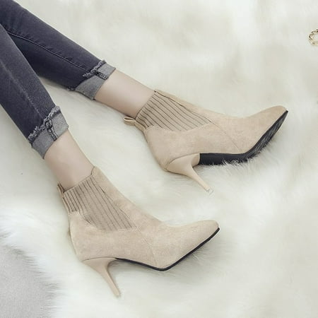 

Hawee Pointed Toe Faux Suede Ankle Boots High Heel Narrow Width for Women