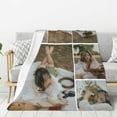 thumbnail image 3 of Personalized Flannel Thick Blanket Custom with Photos Texts Logos for Family Friends Neighbors Christmas Halloween Birthday Wedding Customized Gifts, 40"x50" White Blankets, 3 of 5