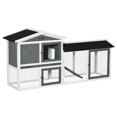 thumbnail image 1 of White Wooden Rabbit Hutch with Run Box - 69" Outdoor Bunny House Enclosure for 1-3 Rabbits, Slide-Out Tray, Ramp & Steel Wire Fencing, 1 of 7