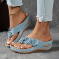 thumbnail image 2 of DXOUPM Sandales pour Femmes à Plateforme Compensée Sandales de Plage Sandales à Fleurs Strass Chaussures d'Été, 2 of 3