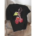 thumbnail image 1 of Girls' Cute Cherry Print T-Shirt - Soft & Comfortable Short Sleeve Summer Top, White with Pink Cherry Design, Round Neck, Machine Washable, Polyester Blend, Casual Style, 1 of 5