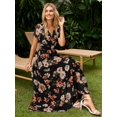 thumbnail image 2 of Vestido largo Simplee Apparel con estampado floral de verano, chifón, negro, para mujer, 2 of 7