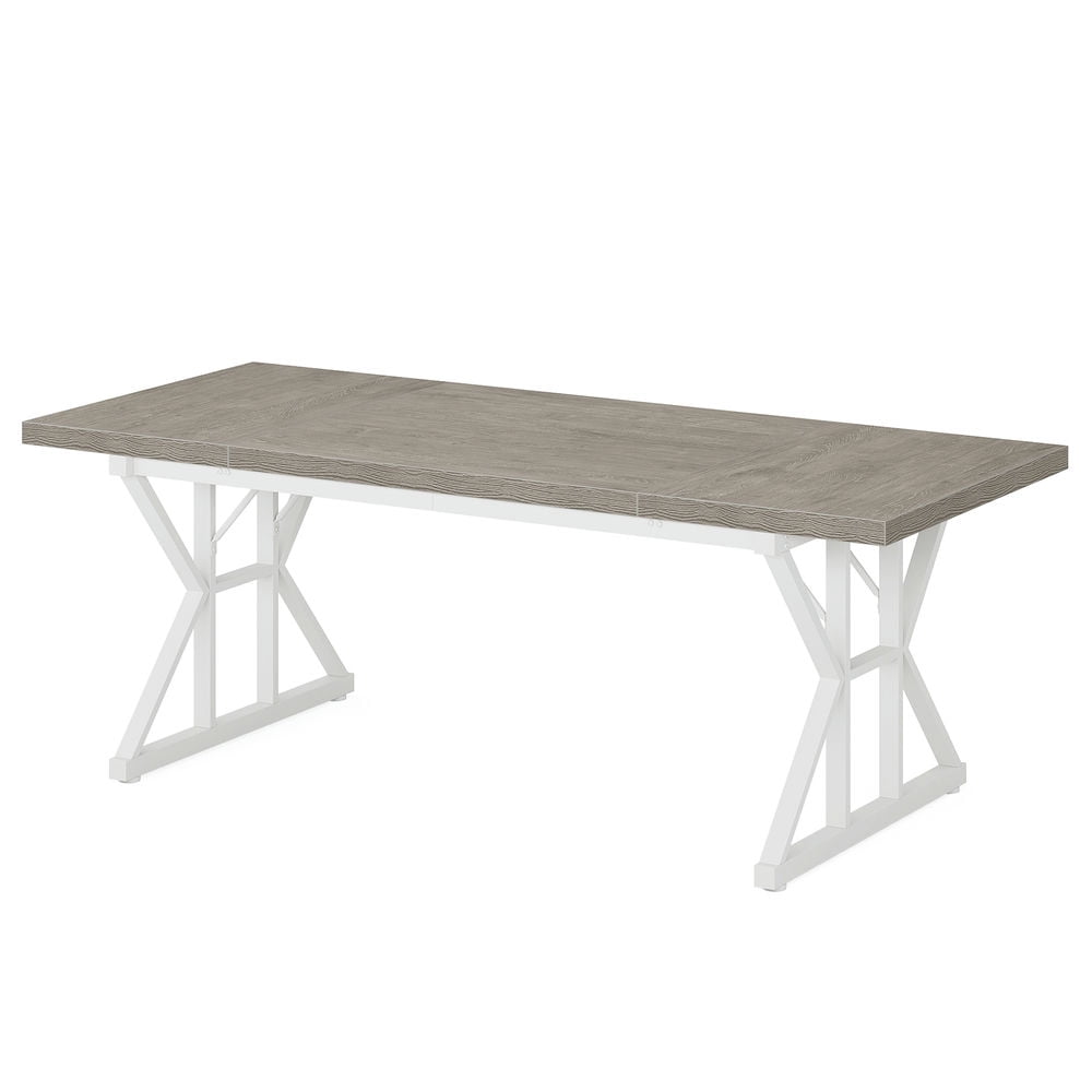 Spaco 6FT Conference Table, Rectangle Meeting Room Table Executive Desk, Desk for Indoor as Home, Office, Gray+White