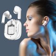 thumbnail image 4 of Wireless Earbud Bluetooth 5.3 Headphones 2H Playtime Stereo Bass Ear Buds,in-Ear Earphones,Crystal Earbuds,Transparent Digital Display Wireless Bluetooth with Charging Bin, 4 of 5