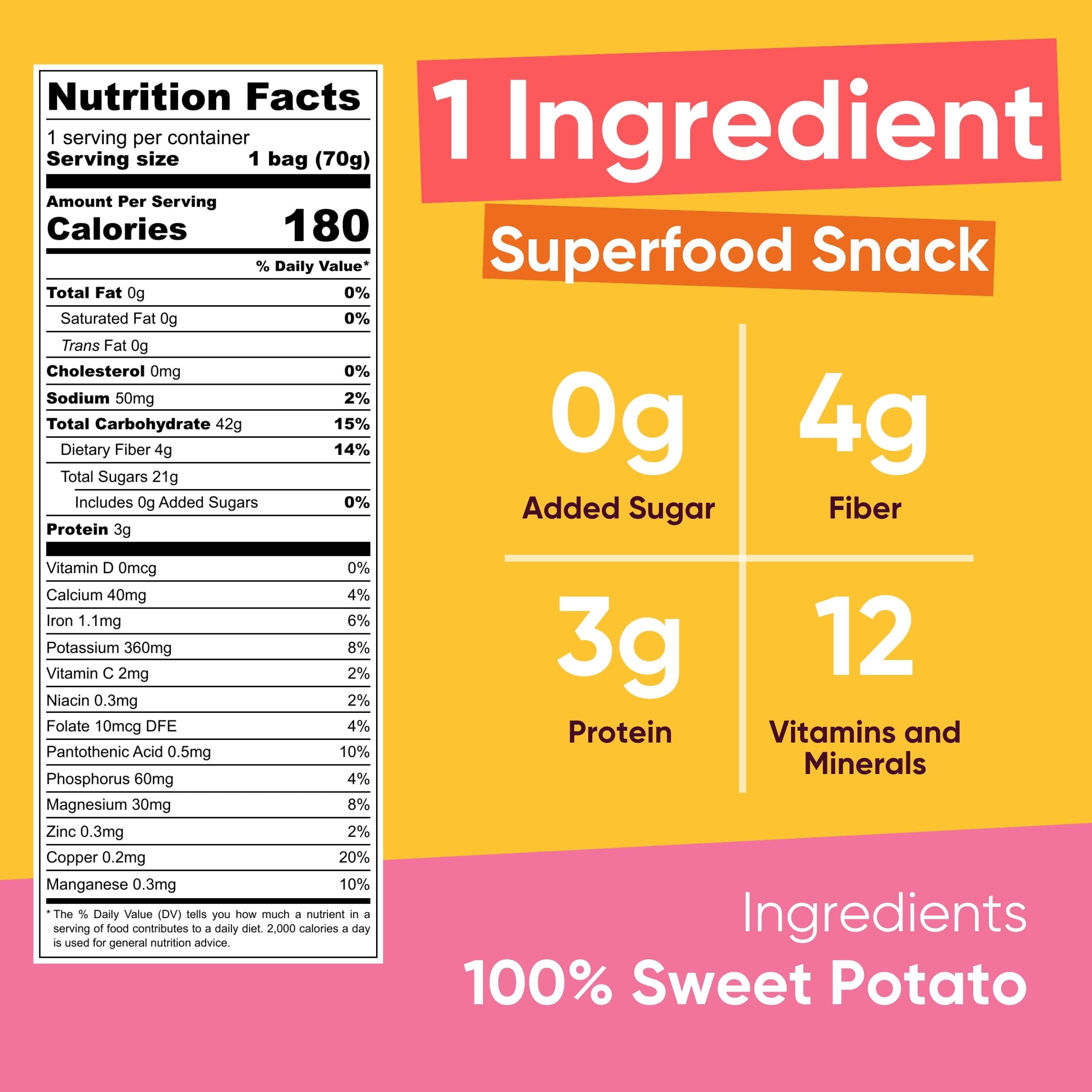 Yammy 1 Ingredient Superfood Snack Variety Pack, Dried Sweet Potato Sticks, Mango Chips, Dragon Fruit Chips, Like Freeze Dried Fruit (Pack of 9)