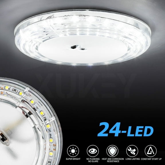 Interior LED Lights 12V Round Ceiling Light Camper Trailer 24LED 10W Auto Lighting