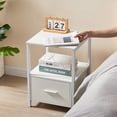 thumbnail image 3 of VECELO 2 Tiers Nightstand with Drawer, Square End Side Table for Hallway, Bedroom, Living Room, Small Space, Night Stand with Open Shelf, Pure White, 3 of 9