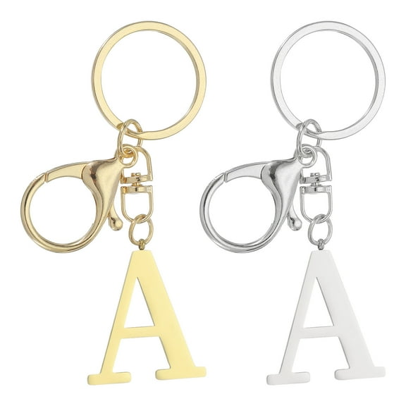 Uxcell Initial Letter Keychain, 2Pcs Letter A-Z Keychain for Women Alphabet A Pendant for Key Handbag Purse Bag, Gold/Silver