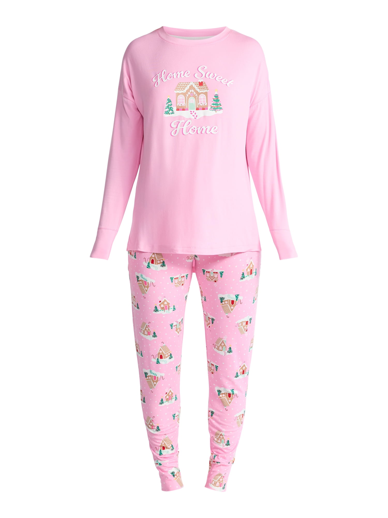 Jaclyn Women's and Women's Plus Holiday Graphic Sleep Tee and Jogger Pants Pajama Set, 2-Piece, Sizes XS-3X