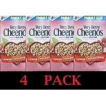 4x CHEERIOS FAMILY SIZE VERY BERRY Heart Healthy Whole Grain Oats Cereal 18.6 oz