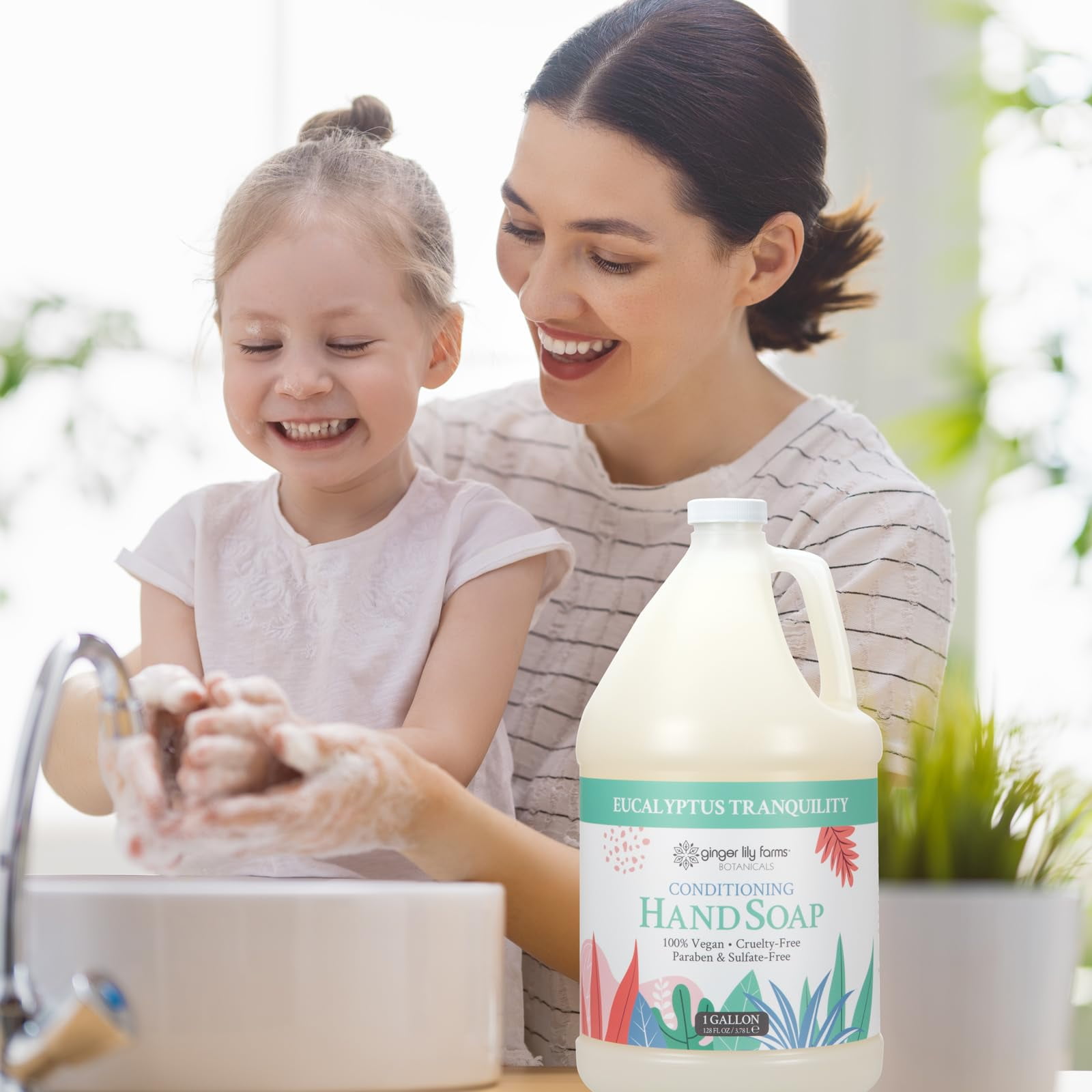 Ginger Lily Farms Botanicals Conditioning Liquid Hand Soap Refill, Eucalyptus Tranquility, 100% Vegan & Cruelty-Free, 1 Gallon (128 fl oz)