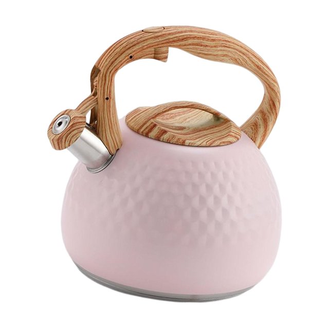 Cateissary Hervidor de acero inoxidable 304 de 3L para té y café, hervidor con silbido de calidad alimentaria de amplia aplicación, seguro Juegos de servir café y té rosa diámetro: 20 cm