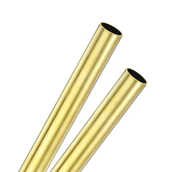Uxcell 2-Pack 300mm Brass Round Tube, 15mm OD 1mm Wall Thickness H62 Brass Seamless Tubing Metal Straight Pipe [0.59x0.04x11.81IN]