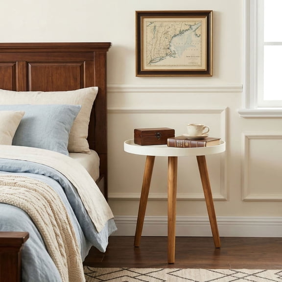 YYAo Dining Table,Side Table,Nightstand,Round Side Sofa Coffee Table with Wooden Tray