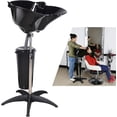 thumbnail image 3 of FETCOI Plastic Rolling Stand Shampoo Basin with 10L Water Bucket, Hair Salon Portable Treatment Bowl Mobile Shampoo Sink Backwash Hair Basin (Black), 3 of 9