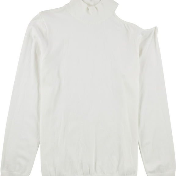 I.N.C Womens One Shoulder Pullover Sweater, White, Medium