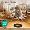 thumbnail image 4 of ODIKA 4'x6' Washable Area Rug Music Notes With Vintage Sunburst Record Border Guitar Retro Refined Structured for Dorm Room, Small Living Stain Resistant Low Profile, Easy Care, 4 of 7