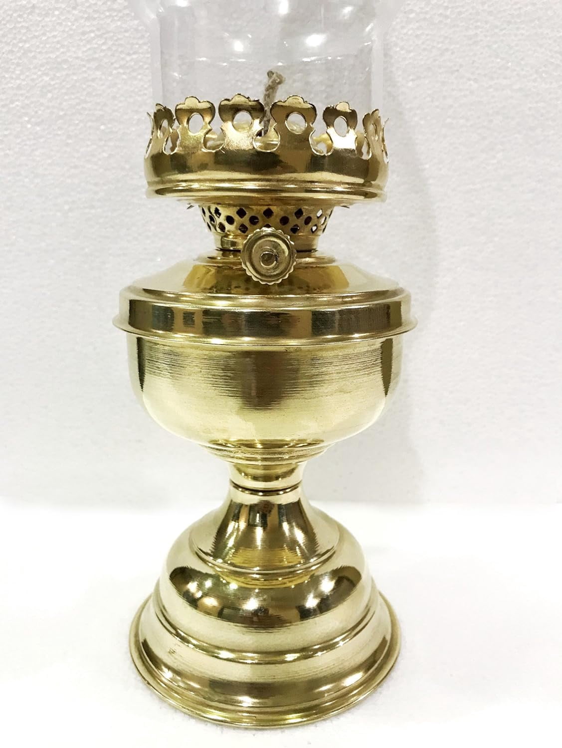 15" Hurricane Oil Lantern Shiny Gold Brass Vintage Style Lamp Home Decorative