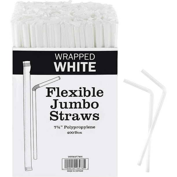 Netko White Plastic Straws Disposable Drinking Straws Bulk 7.75